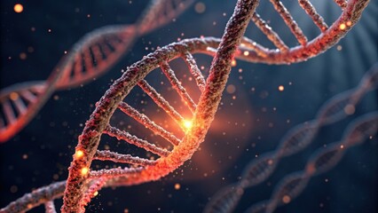 Poster - Glowing Particles on DNA Strand in High-Resolution Visual Repair