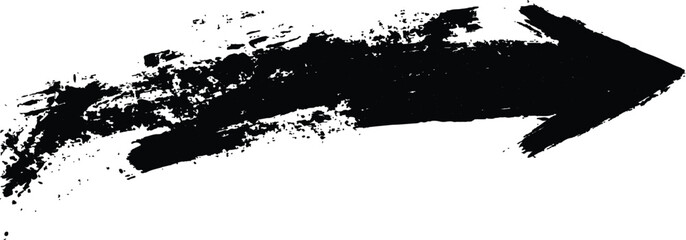 Poster - Black arrow painted with splashes isolated on white background. Black arrow marker isolated with a hand-drawn effect on a white background. 