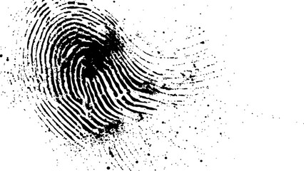 Wall Mural - vector white and black fingerprint texture. black fingerprint on white transparent background.