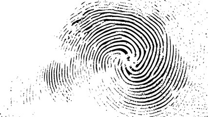 Wall Mural - vector white and black fingerprint texture. black fingerprint on white transparent background.