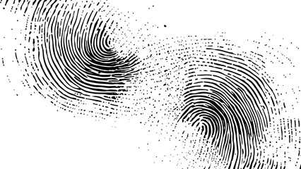 Wall Mural - vector white and black fingerprint texture. black fingerprint on white transparent background.
