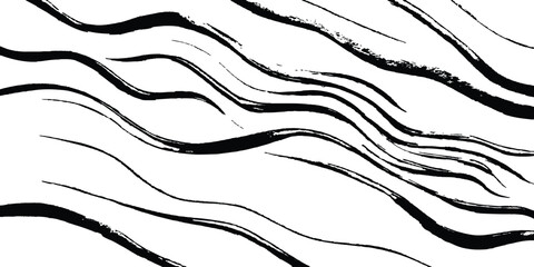 Aufkleber - Black flowing wave lines on white and transparent background. Wave line art pattern white backgrounds drawing. Black and white waves. Modern vector background. Stylish texture with wavy stripes lines.