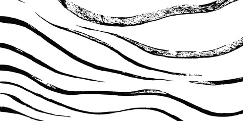 Aufkleber - Black flowing wave lines on white and transparent background. Wave line art pattern white backgrounds drawing. Black and white waves. Modern vector background. Stylish texture with wavy stripes lines.