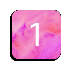 Wall Mural - Number One on Watercolor Square: A simple yet elegant design features the number one, rendered in a clean font, set against a square of colorful watercolor washes.