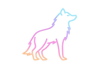 Aufkleber - Neon wolf silhouette howling, glowing against transparent backdrop, capturing wild graphic design energy