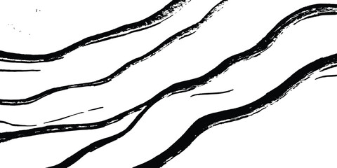 Aufkleber - Black flowing wave lines on white and transparent background. Wave line art pattern white backgrounds drawing. Black and white waves. Modern vector background. Stylish texture with wavy stripes lines.