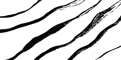 Aufkleber - Black flowing wave lines on white and transparent background. Wave line art pattern white backgrounds drawing. Black and white waves. Modern vector background. Stylish texture with wavy stripes lines.