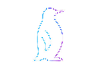 Aufkleber - Glowing neon penguin silhouette against transparent backdrop, highlighting winter graphic design and festive holiday themes