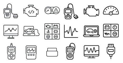 Fototapete - Collection of car repair tools and equipment. The tools include a tire pressure gauge, a battery charger, and a diagnostic scanner. Concept of technical expertise and precision