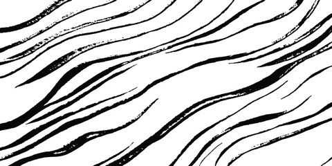 Aufkleber - Black flowing wave lines on white and transparent background. Wave line art pattern white backgrounds drawing. Black and white waves. Modern vector background. Stylish texture with wavy stripes lines.
