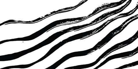Aufkleber - Black flowing wave lines on white and transparent background. Wave line art pattern white backgrounds drawing. Black and white waves. Modern vector background. Stylish texture with wavy stripes lines.