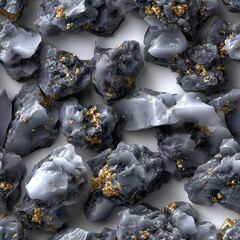 Poster - Surface texture showcases gray granite with unique veining and grains, ideal for creating depth in various interior settings SEAMLESS PATTERN