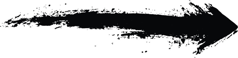 Poster - Black arrow painted with splashes isolated on white background. Black arrow marker isolated with a hand-drawn effect on a white background. 