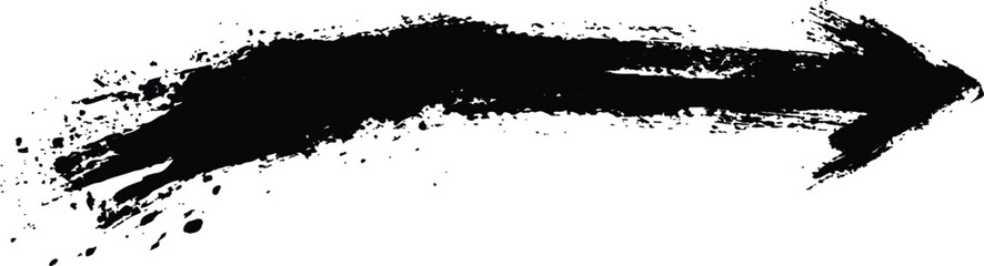 Poster - Black arrow painted with splashes isolated on white background. Black arrow marker isolated with a hand-drawn effect on a white background. 