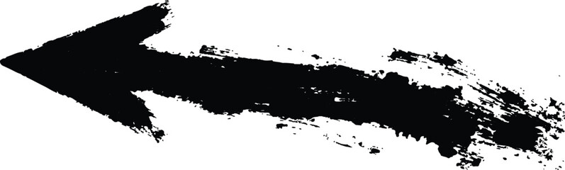 Poster - Black arrow painted with splashes isolated on white background. Black arrow marker isolated with a hand-drawn effect on a white background. 