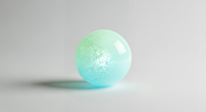 Abstract teal and green sphere minimalist 3D render  glowing orb studio shot