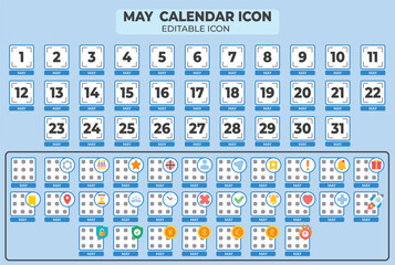 Poster - Editable May calendar icon design with event and reminder options for organizing schedules and appointments