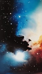 Wall Mural - a mesmerizing video concept of a cosmic nebula, captured from a wide-angle view, showcasing vibrant 