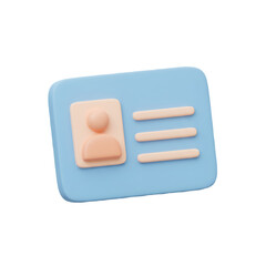 Aufkleber - Stylized 3d illustration of a light blue identification card with a peach profile icon and three horizontal lines isolated on transparent background