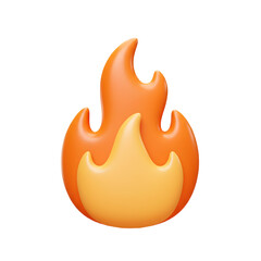 Fototapete - Stylized 3d fire icon with smooth curves and vibrant orange and yellow gradients isolated on transparent background