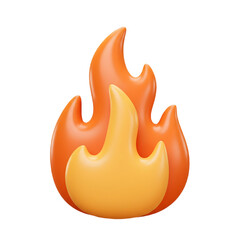 Aufkleber - Stylized 3d rendered flame icon with smooth curves and vibrant orange and yellow colors isolated on transparent background