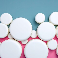 Poster - Floating White Circles on Pink and Blue Background