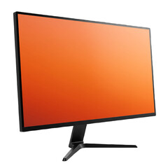 Aufkleber - Modern computer monitor with a sleek black bezel displaying a vibrant orange gradient on its screen isolated on transparent background
