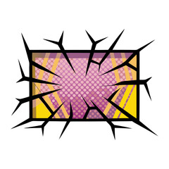 Poster - Cracked comic book frame with vibrant colors and bold outlines, isolated vector image on transparent background  