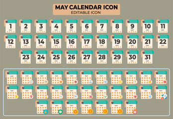 Poster - May Calendar Icon Collection: Editable and Versatile Calendar Icons for May Month