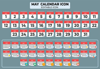 Poster - Editable May Calendar Icon Set for Planning and Scheduling Events, Tasks, and Activities
