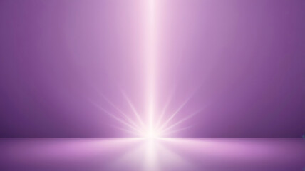 Poster - Bright light bursting upward from a smooth surface in a purple gradient background