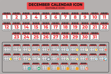 Poster - December Calendar Icon Vector Set with Editable Elements for Event Planning