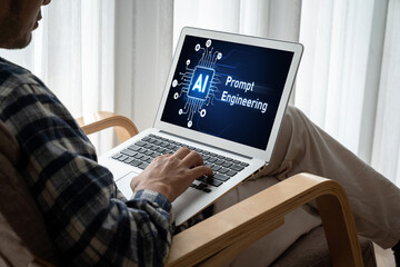 Poster - Generative AI virtual assistant tools for prompt engineer and user for ease of engage artificial intelligence AI technology help people to work with generative AI functions by prompting the AI snugly