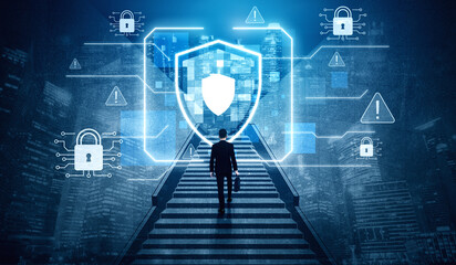 Poster - Cyber security protects against breaches, hacks, and network attacks using strong infrastructure and proactive digital defense strategies. Vouch