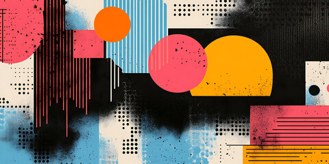 Poster - Grunge abstract vector illustration featuring bold shapes lines and a distressed texture for creative designs