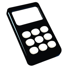 Poster - Cartoon calculator illustration with black body white buttons and screen isolated on white