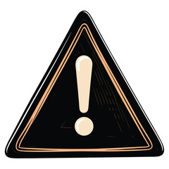 Leinwandbilder - Stylized black triangle warning sign with beige exclamation mark and orange outline on white