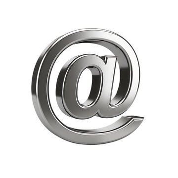 Find a silver email at sign symbol graphic for web design and marketing materials and social media use