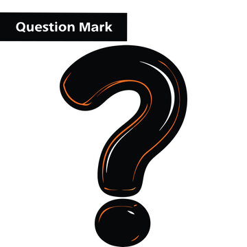 Black question mark with orange outline and highlights on a white background symbol of inquiry