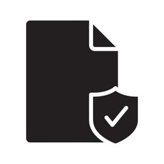 Poster - Home security and property protection icon with a house and shield representing real estate insurance and a safe residential smart system vector solid glyph icon