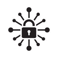 Poster - User account security icon with a personal profile ID card and a lock symbol representing private data and identity access protection vector solid glyph icon