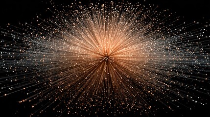Fototapete - Abstract visualization of data points connected by lines on a dark background