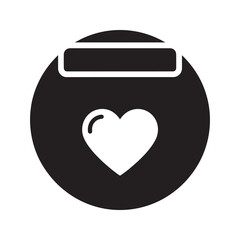 Poster - Health checklist icon with clipboard and heart for medical survey and patient feedback a list for wellness and insurance evaluation good vector solid glyph icon