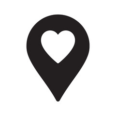 Poster - Favorite place icon with a heart on a location pin representing a loved spot a romantic destination or a preferred address on a map vector solid glyph icon