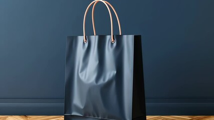 Fototapete - Elegant Shopping Bag Display: A sleek, sophisticated shopping bag, its minimalist design enhanced by contrasting handles, rests against a subtle background.