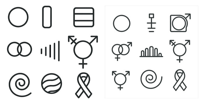 Collection of symbols and icons, including a heart, a circle, and a spiral. The heart symbol is often associated with love and affection, while the circle can represent unity or completion