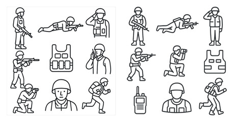 Poster - The image is a series of soldiers in various poses, with some holding guns and others wearing protective gear. Scene is serious and focused, as the soldiers are depicted in action