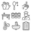 © Olha - Set of icons for a kitchen, including a sink, a table, a spoon, a chef