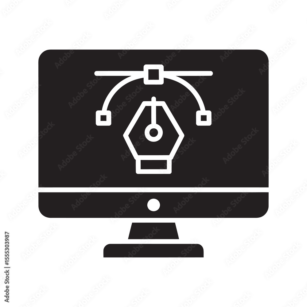 Graphic design icon showing vector illustration creation on a computer ...