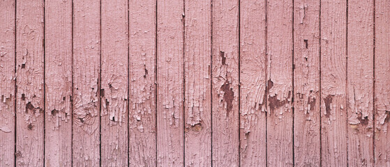 Aufkleber - Wooden fence as pink texture background. fence is old and has a lot of peeling paint and has rough texture background for  web banner template page